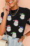 Sequin Embellished Santa Graphic Short Sleeve Tee