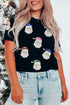 Sequin Embellished Santa Graphic Short Sleeve Tee