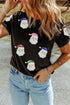 Sequin Embellished Santa Graphic Short Sleeve Tee
