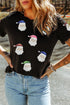 Sequin Embellished Santa Graphic Short Sleeve Tee