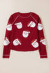 Sequin Embellished Textured Graphic Long Sleeve Top