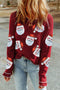 Sequin Embellished Textured Graphic Long Sleeve Top
