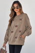 Sequin Embellished Textured Turkey Graphic Pullover Sweatshirt