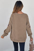 Sequin Embellished Textured Turkey Graphic Pullover Sweatshirt