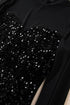 Sequin Embellished Velvet And Sheer Mesh Mock Neck Blouse