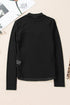 Sequin Embellished Velvet And Sheer Mesh Mock Neck Blouse