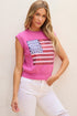 Sequin Flag Graphic Crew Neck Knit Sweater Vest