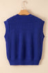Sequin Flag Graphic Crew Neck Knit Sweater Vest