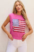 Sequin Flag Graphic Crew Neck Knit Sweater Vest