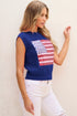 Sequin Flag Graphic Crew Neck Knit Sweater Vest