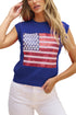 Sequin Flag Graphic Crew Neck Knit Sweater Vest