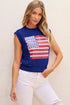 Sequin Flag Graphic Crew Neck Knit Sweater Vest