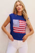 Sequin Flag Graphic Crew Neck Knit Sweater Vest