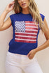 Sequin Flag Graphic Crew Neck Knit Sweater Vest