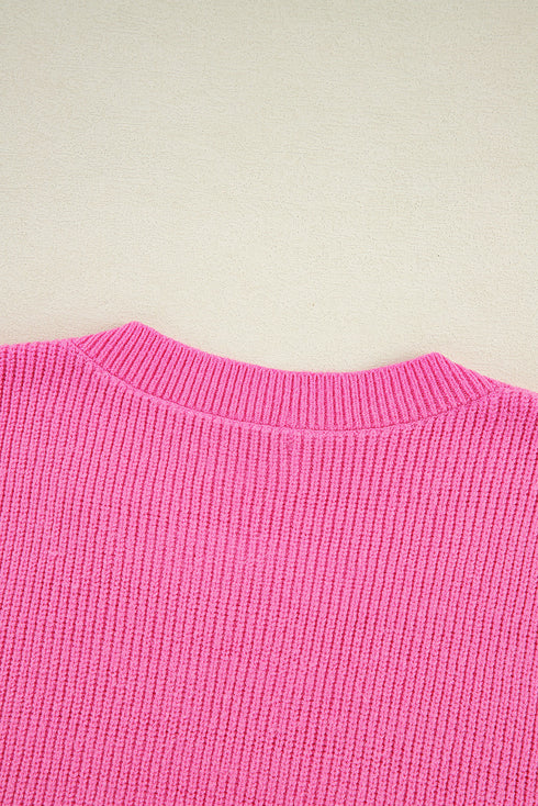 Sequin Flag Graphic Crew Neck Knit Sweater Vest