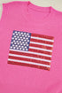 Sequin Flag Graphic Crew Neck Knit Sweater Vest