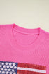 Sequin Flag Graphic Crew Neck Knit Sweater Vest