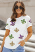 Sequin Fleur De Lis Graphic Short Sleeve T Shirt
