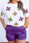 Sequin Fleur De Lis Graphic Short Sleeve T Shirt