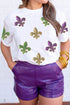 Sequin Fleur De Lis Graphic Short Sleeve T Shirt