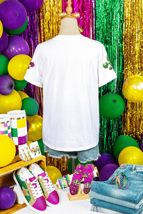 Sequin Fleur De Lis Graphic Short Sleeve T Shirt