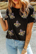 Sequin Fleur De Lis Graphic Short Sleeve Tee