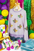 Sequin Fleur De Lis Patchwork Long Sleeve Top
