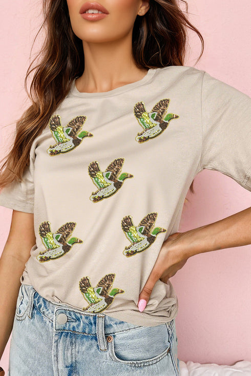 Sequin Flying Mallard Patch Crewneck Graphic Tee