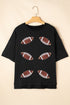 Sequin Football Patch Loose Fit Crewneck Graphic Tee