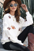 Sequin Football Patch Oversized Crewneck Pullover Sweatshirt
