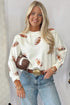 Sequin Football Print Round Neck Loose Fit Sweater