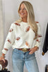 Sequin Football Print Round Neck Loose Fit Sweater