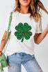 Sequin Four Leaf Clover Leopard Print Graphic Tee