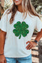 Sequin Four Leaf Clover Leopard Print Graphic Tee