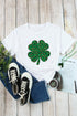 Sequin Four Leaf Clover Leopard Print Graphic Tee