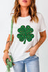 Sequin Four Leaf Clover Leopard Print Graphic Tee