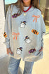 Sequin Ghost And Candy Graphic Pullover Sweatshirt