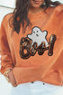 Sequin Ghost Letter Graphic Corded Texture Sweatshirt