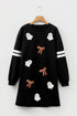 Sequin Ghost Varsity Stripe Sleeve Sweatshirt Graphic Dress