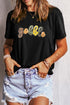 Sequin Gobble Letter Graphic Crew Neck Short Sleeve Tee
