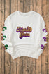Sequin Graphic Fleur De Lis Crew Neck Sweatshirt