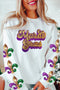 Sequin Graphic Fleur De Lis Crew Neck Sweatshirt