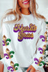 Sequin Graphic Fleur De Lis Crew Neck Sweatshirt