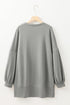 Sequin Graphic Notched Neck Long Sleeve Loose Tee