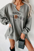 Sequin Graphic Notched Neck Long Sleeve Loose Tee