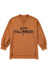 Sequin Graphic Notched Neck Long Sleeve Loose Tee
