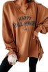 Sequin Graphic Notched Neck Long Sleeve Loose Tee
