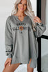 Sequin Graphic Notched Neck Long Sleeve Loose Tee