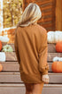 Sequin Graphic Notched Neck Long Sleeve Loose Tee