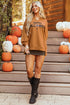 Sequin Graphic Notched Neck Long Sleeve Loose Tee
